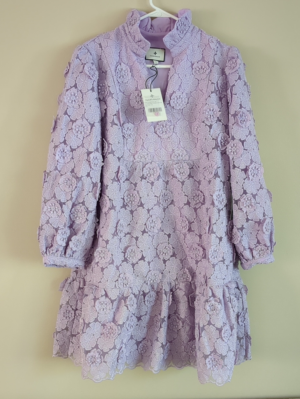 NWT Large Tuckernuck Purple Lace Lilac Palmerston 3D Flower Dress